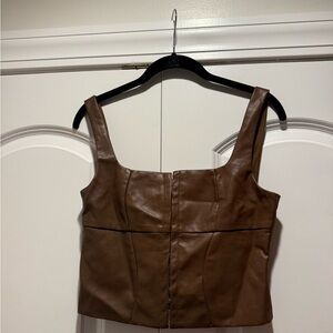 Edikted Brown Fitted Bustier Tank Top
